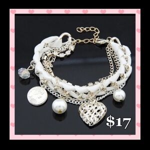 BNWT-  S.S Heart,Coin,Pearl Bracelet